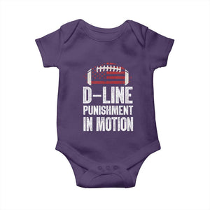 Football Defensive Lineman Baby Onesie D Line Punishment In Motion American Flag TS10 Purple Print Your Wear