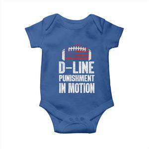 Football Defensive Lineman Baby Onesie D Line Punishment In Motion American Flag TS10 Royal Blue Print Your Wear