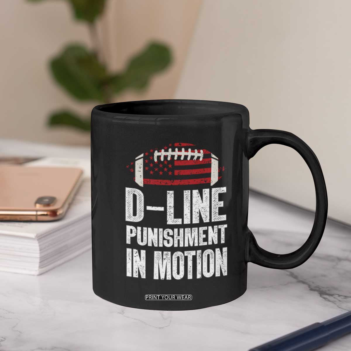 Football Defensive Lineman Coffee Mug D Line Punishment In Motion American Flag TS10 Print Your Wear
