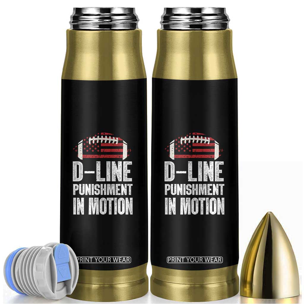 Football Defensive Lineman Bullet Tumbler D Line Punishment In Motion American Flag TS10 Black Print Your Wear