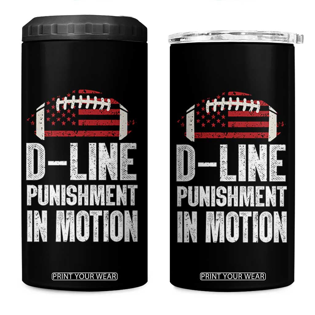 Football Defensive Lineman 4 in 1 Can Cooler Tumbler D Line Punishment In Motion American Flag TS10 One Size: 16 oz Black Print Your Wear