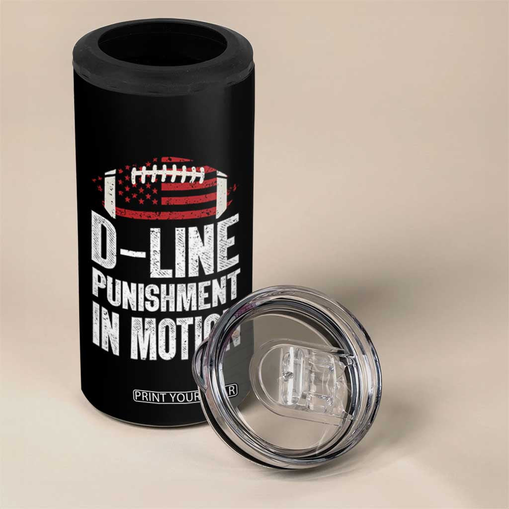 Football Defensive Lineman 4 in 1 Can Cooler Tumbler D Line Punishment In Motion American Flag TS10 Print Your Wear