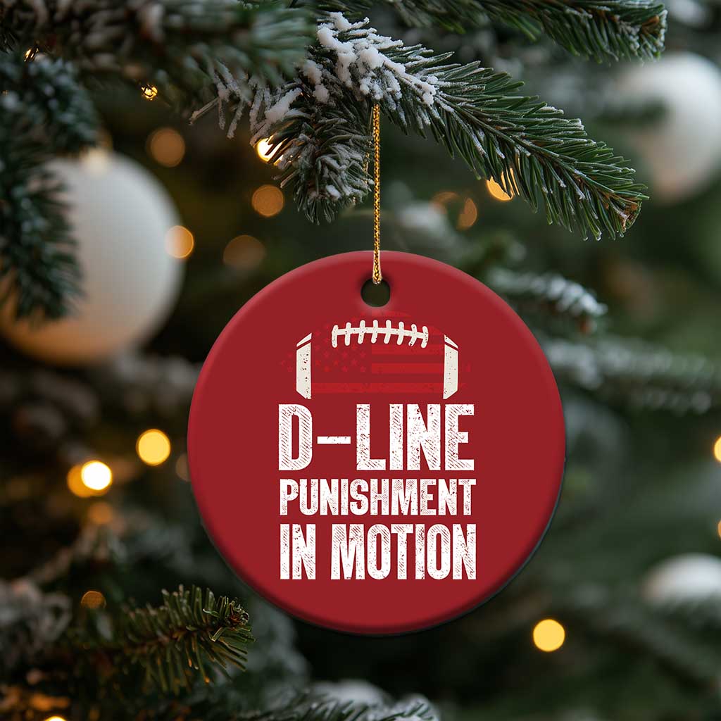 Football Defensive Lineman Christmas Ornament D Line Punishment In Motion American Flag TS10 Print Your Wear
