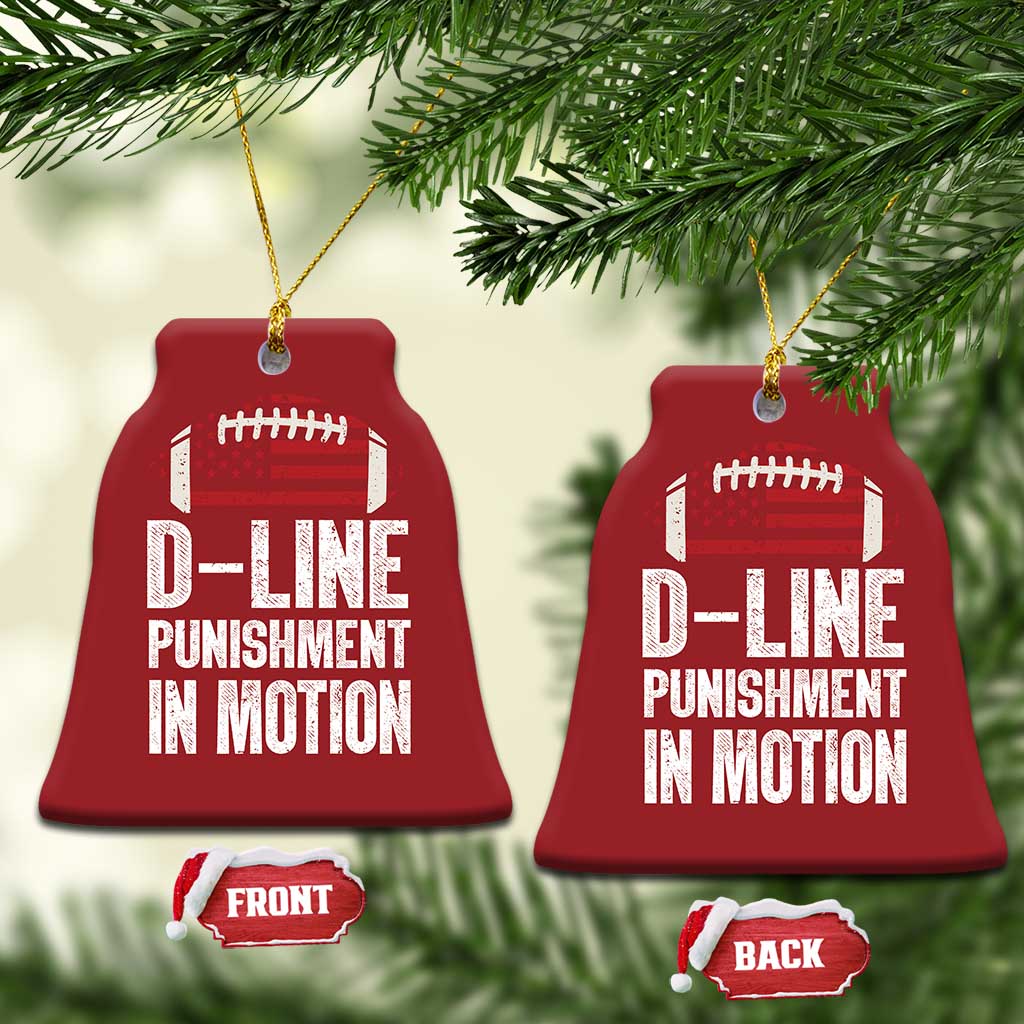 Football Defensive Lineman Christmas Ornament D Line Punishment In Motion American Flag TS10 Bell Flake Red Print Your Wear