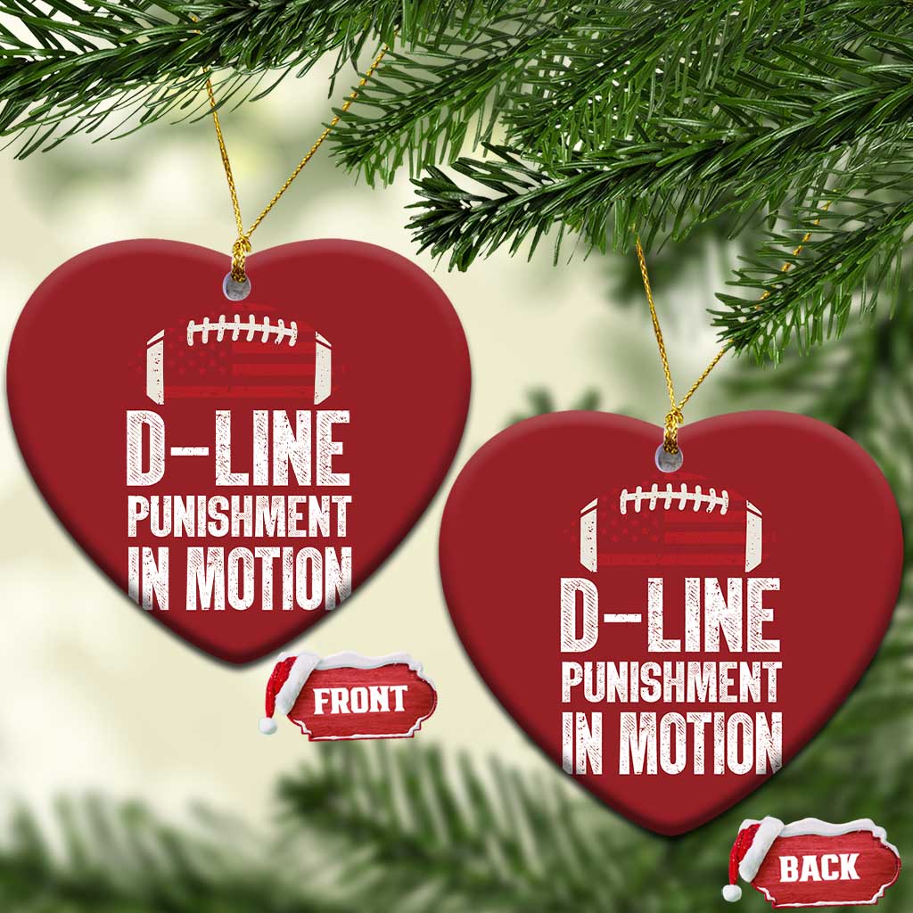 Football Defensive Lineman Christmas Ornament D Line Punishment In Motion American Flag TS10 Heart Red Print Your Wear