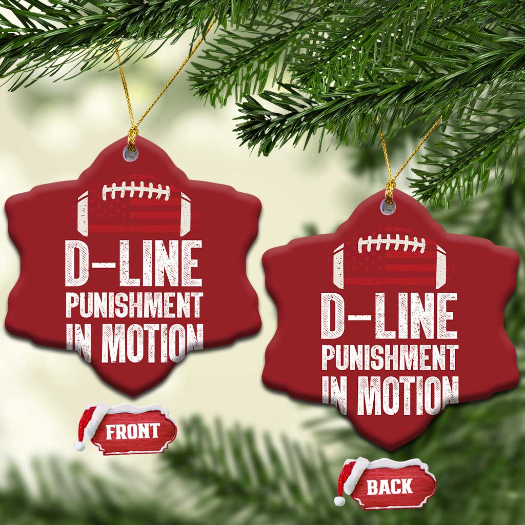 Football Defensive Lineman Christmas Ornament D Line Punishment In Motion American Flag TS10 Snow Flake Red Print Your Wear