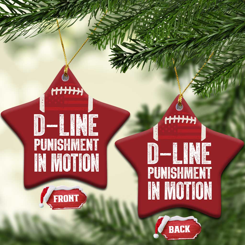 Football Defensive Lineman Christmas Ornament D Line Punishment In Motion American Flag TS10 Star Red Print Your Wear