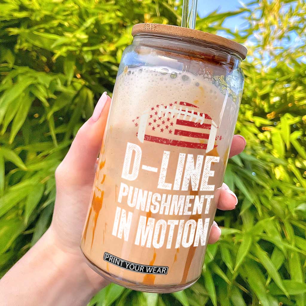 Football Defensive Lineman Glass Can D Line Punishment In Motion American Flag TS10 Black Print Your Wear