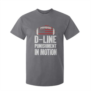 Football Defensive Lineman T Shirt For Kid D Line Punishment In Motion American Flag TS10 Charcoal Print Your Wear