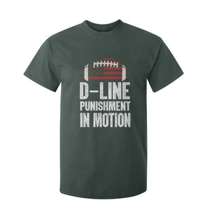 Football Defensive Lineman T Shirt For Kid D Line Punishment In Motion American Flag TS10 Dark Forest Green Print Your Wear