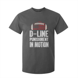 Football Defensive Lineman T Shirt For Kid D Line Punishment In Motion American Flag TS10 Dark Heather Print Your Wear