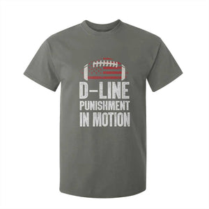 Football Defensive Lineman T Shirt For Kid D Line Punishment In Motion American Flag TS10 Military Green Print Your Wear