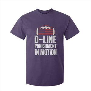 Football Defensive Lineman T Shirt For Kid D Line Punishment In Motion American Flag TS10 Purple Print Your Wear