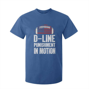 Football Defensive Lineman T Shirt For Kid D Line Punishment In Motion American Flag TS10 Royal Blue Print Your Wear