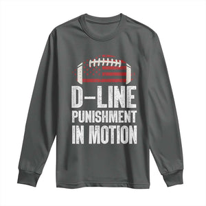 Football Defensive Lineman Long Sleeve Shirt D Line Punishment In Motion American Flag TS10 Dark Heather Print Your Wear
