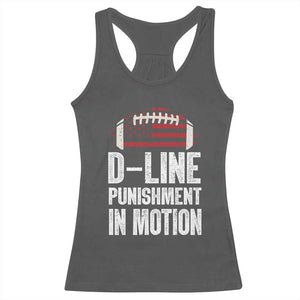 Football Defensive Lineman Racerback Tank Top D Line Punishment In Motion American Flag TS10 Dark Heather Print Your Wear