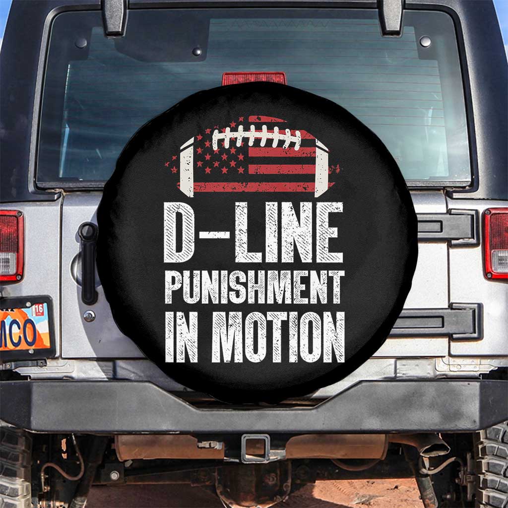 Football Defensive Lineman Spare Tire Cover D Line Punishment In Motion American Flag TS10 No hole Black Print Your Wear