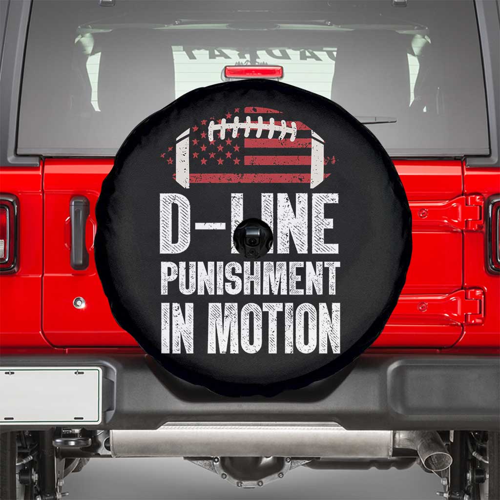 Football Defensive Lineman Spare Tire Cover D Line Punishment In Motion American Flag TS10 Black Print Your Wear