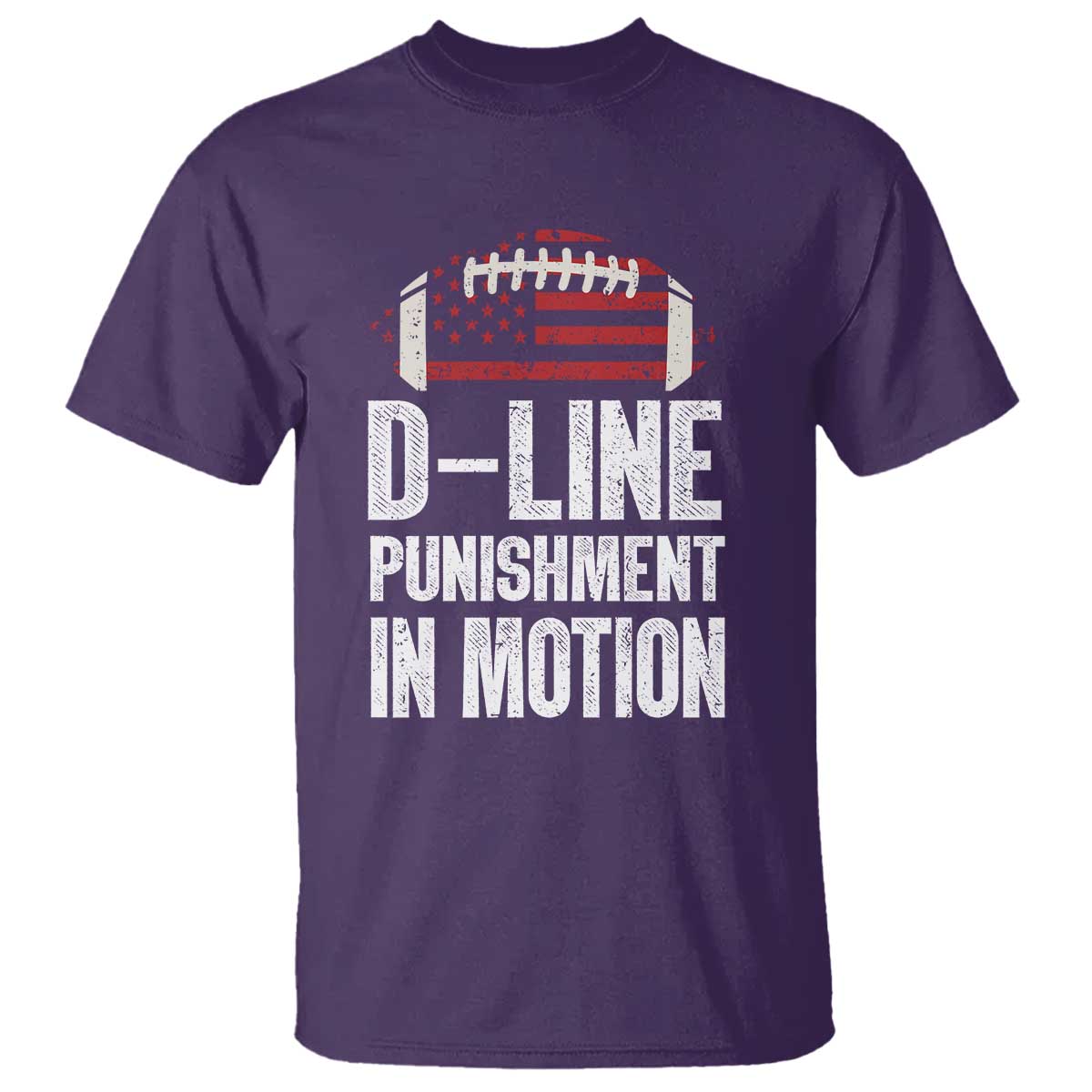 Football Defensive Lineman T Shirt D Line Punishment In Motion American Flag TS10 Purple Print Your Wear
