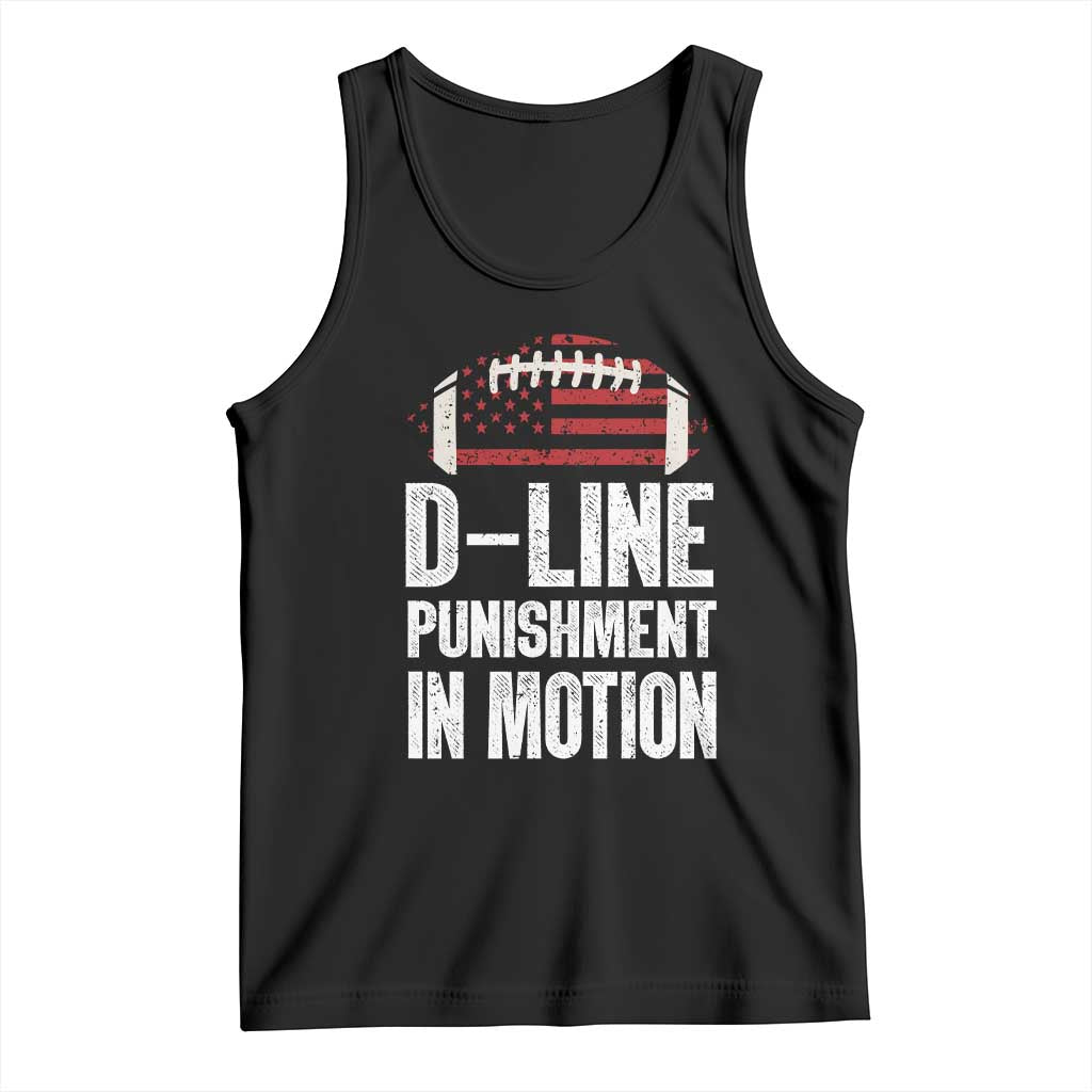 Football Defensive Lineman Tank Top D Line Punishment In Motion American Flag TS10 Black Print Your Wear