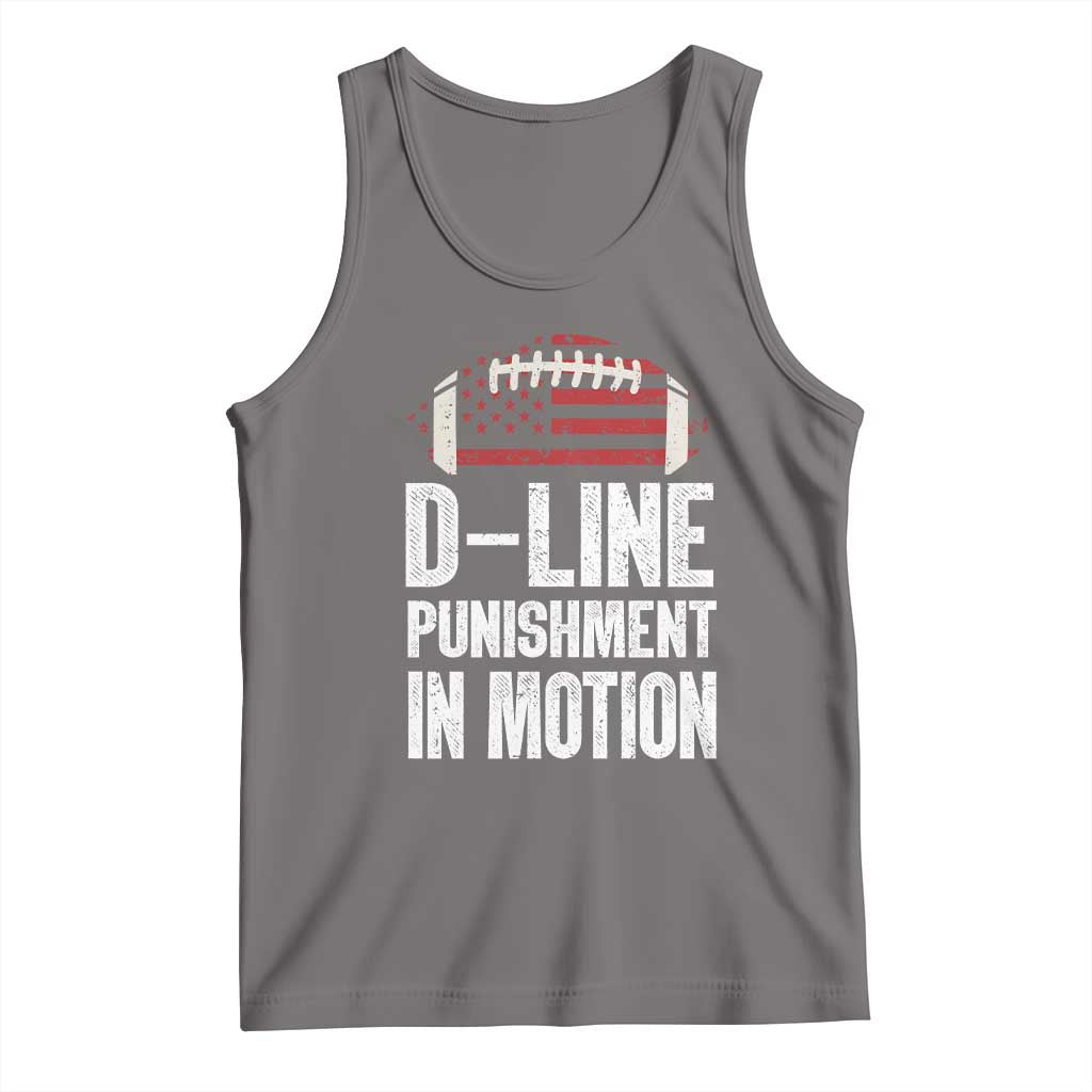 Football Defensive Lineman Tank Top D Line Punishment In Motion American Flag TS10 Deep Heather Print Your Wear