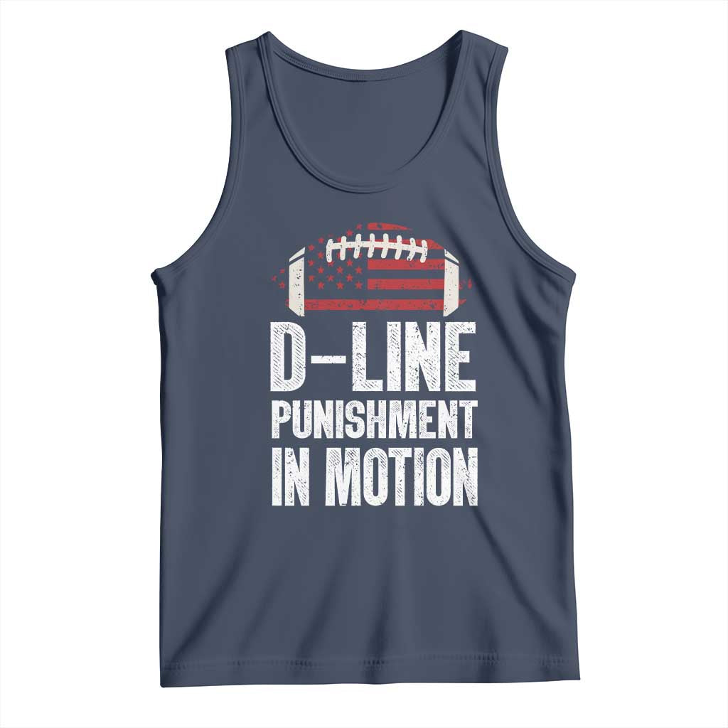 Football Defensive Lineman Tank Top D Line Punishment In Motion American Flag TS10 Navy Print Your Wear
