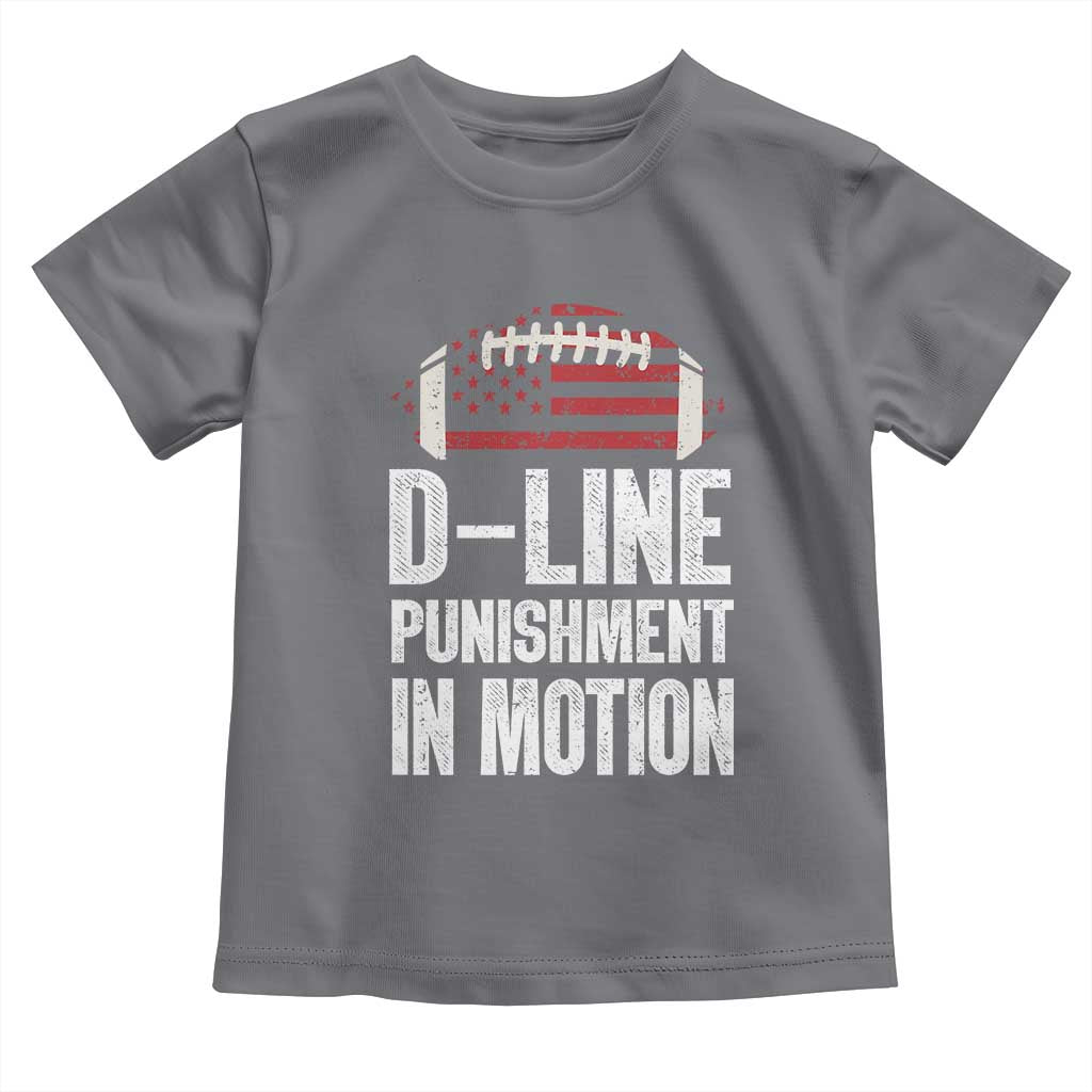 Football Defensive Lineman Toddler T Shirt D Line Punishment In Motion American Flag TS10 Charcoal Print Your Wear