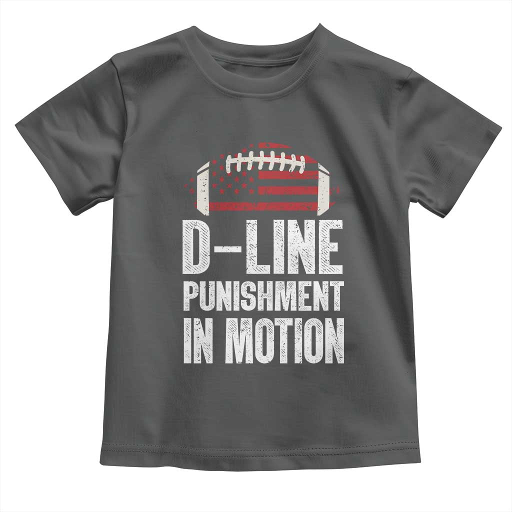 Football Defensive Lineman Toddler T Shirt D Line Punishment In Motion American Flag TS10 Dark Heather Print Your Wear
