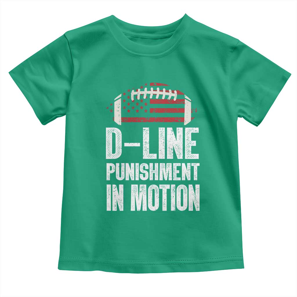 Football Defensive Lineman Toddler T Shirt D Line Punishment In Motion American Flag TS10 Irish Green Print Your Wear