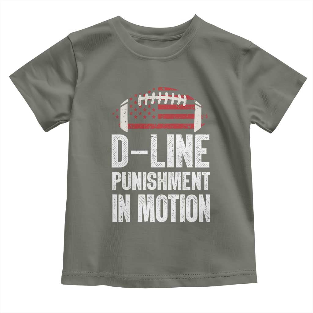 Football Defensive Lineman Toddler T Shirt D Line Punishment In Motion American Flag TS10 Military Green Print Your Wear