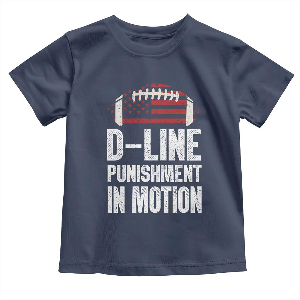 Football Defensive Lineman Toddler T Shirt D Line Punishment In Motion American Flag TS10 Navy Print Your Wear