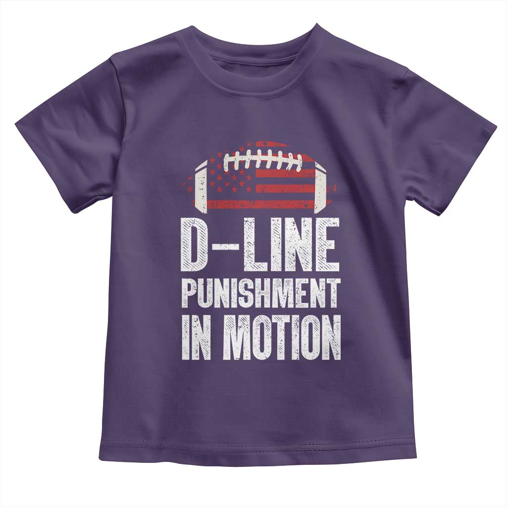 Football Defensive Lineman Toddler T Shirt D Line Punishment In Motion American Flag TS10 Purple Print Your Wear