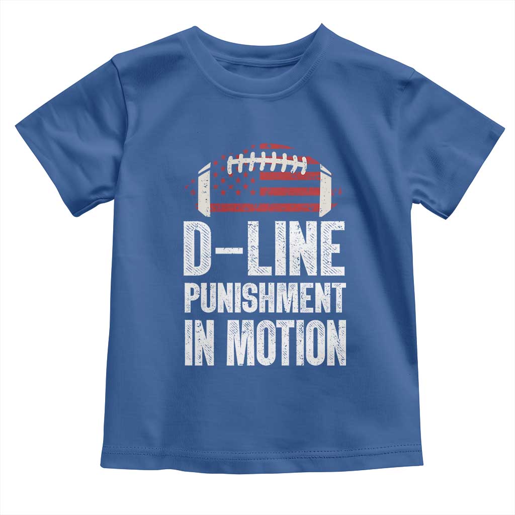 Football Defensive Lineman Toddler T Shirt D Line Punishment In Motion American Flag TS10 Royal Blue Print Your Wear