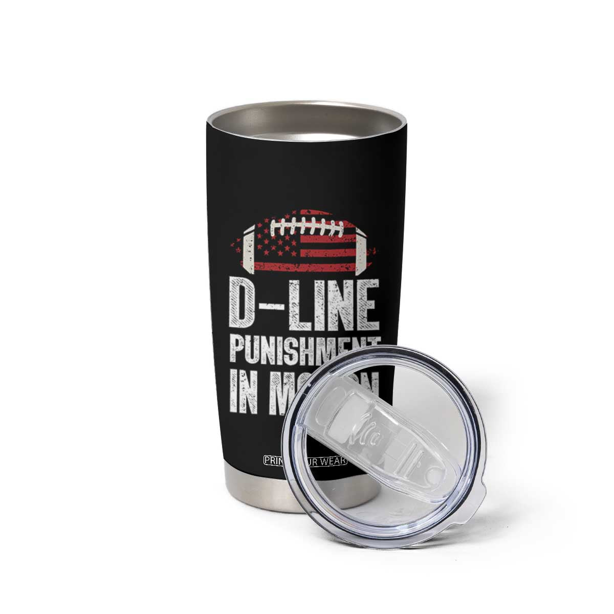 Football Defensive Lineman Tumbler Cup D Line Punishment In Motion American Flag TS10 Print Your Wear