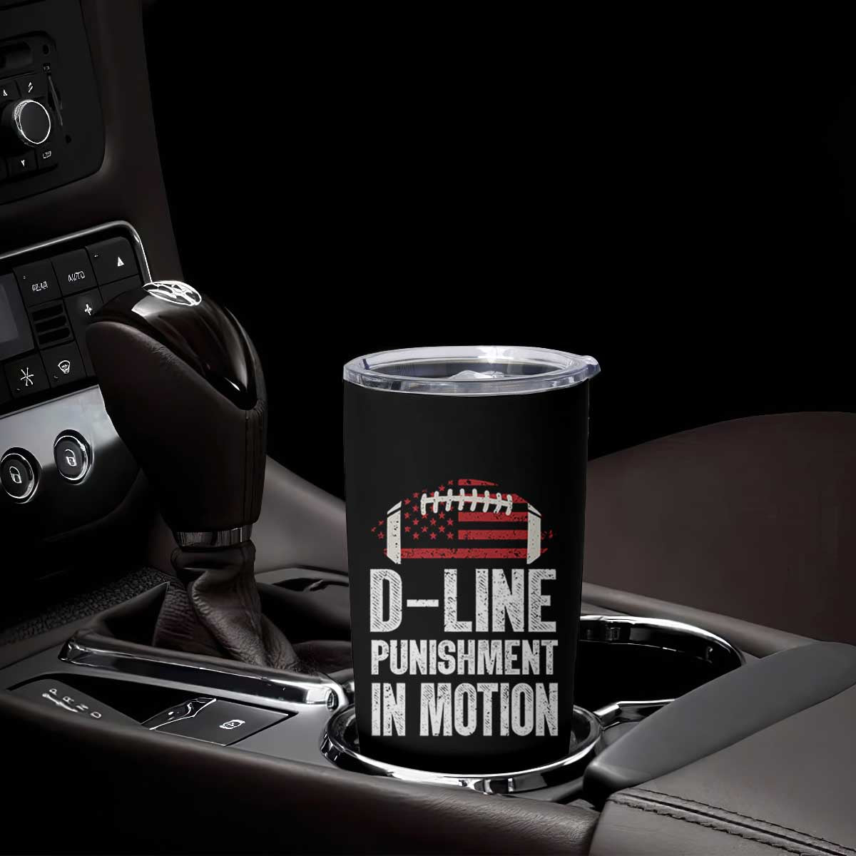 Football Defensive Lineman Tumbler Cup D Line Punishment In Motion American Flag TS10 Print Your Wear
