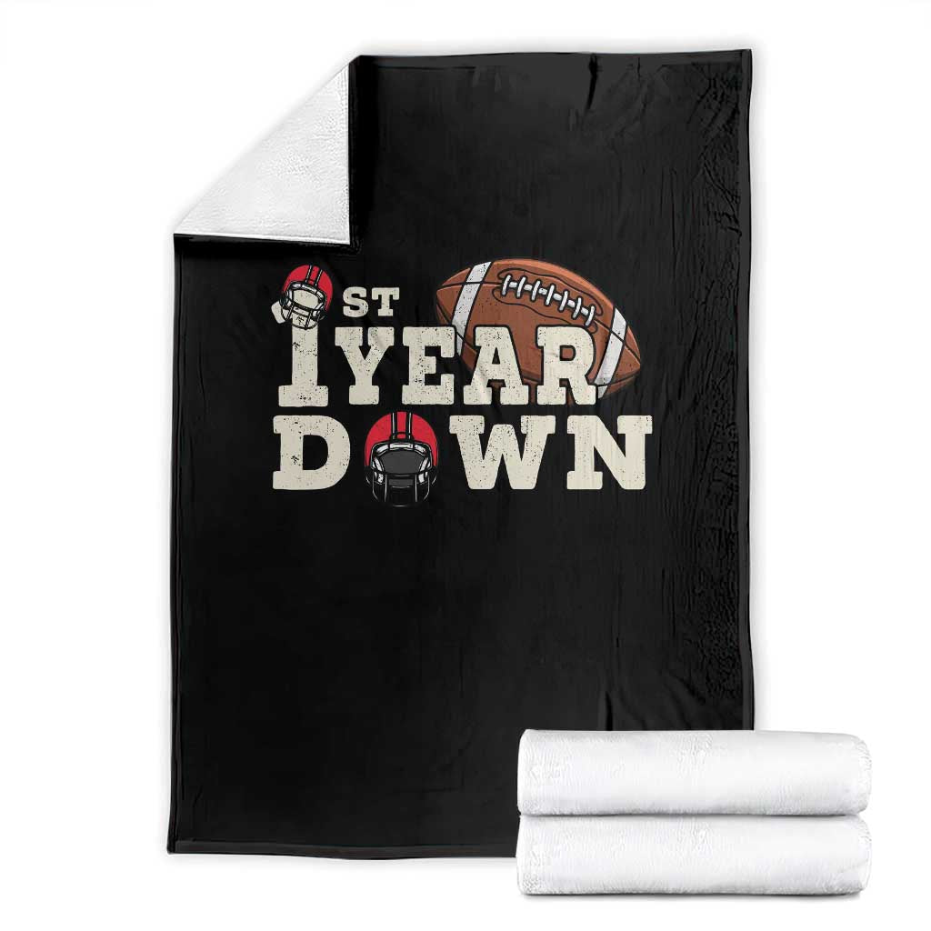 1st Year Down Football Throw Blanket Touchdown One First Birthday Infant Baby Boy TS10 Black Print Your Wear