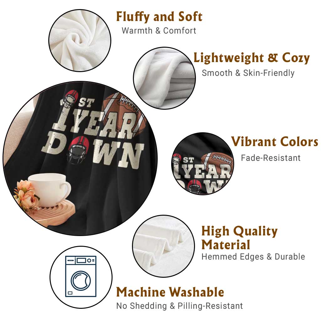 1st Year Down Football Throw Blanket Touchdown One First Birthday Infant Baby Boy TS10 Print Your Wear
