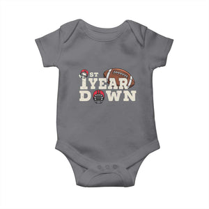 1st Year Down Football Baby Onesie Touchdown One First Birthday Infant Baby Boy TS10 Charcoal Print Your Wear
