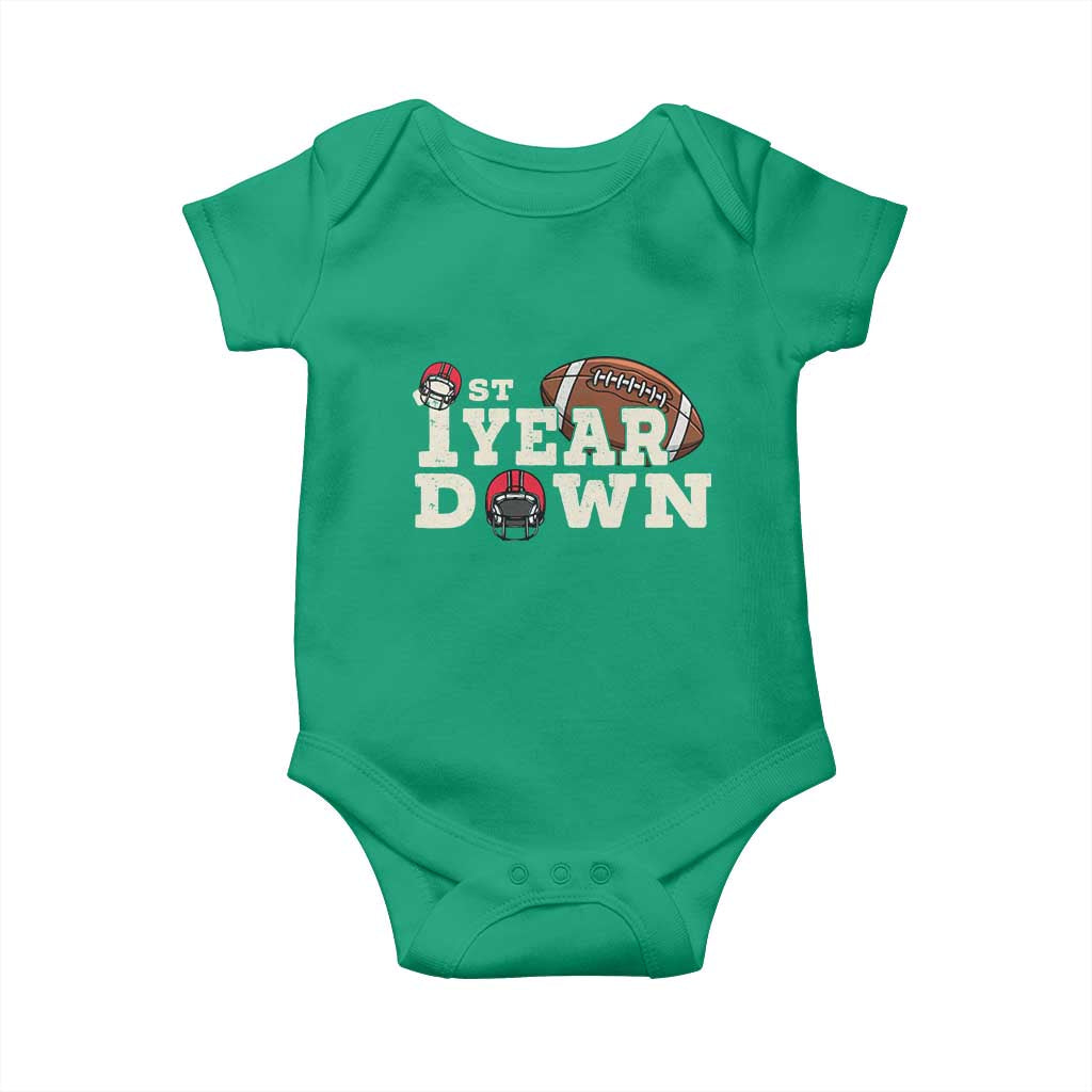 1st Year Down Football Baby Onesie Touchdown One First Birthday Infant Baby Boy TS10 Irish Green Print Your Wear