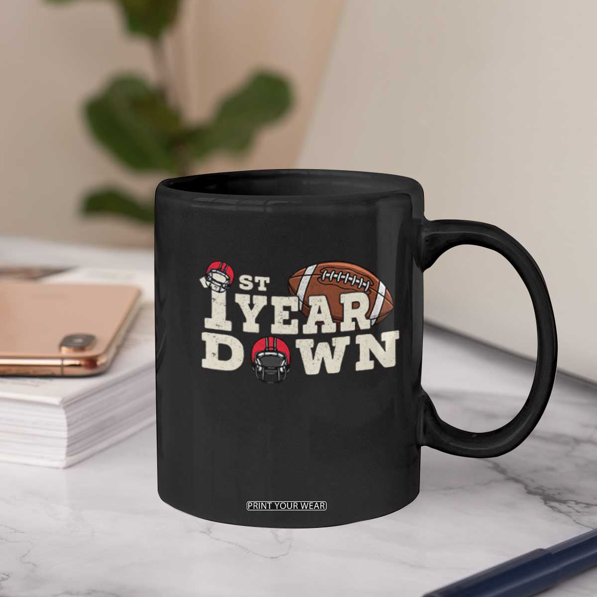 1st Year Down Football Coffee Mug Touchdown One First Birthday Infant Baby Boy TS10 Print Your Wear