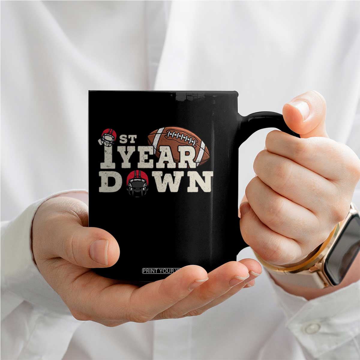 1st Year Down Football Coffee Mug Touchdown One First Birthday Infant Baby Boy TS10 Print Your Wear
