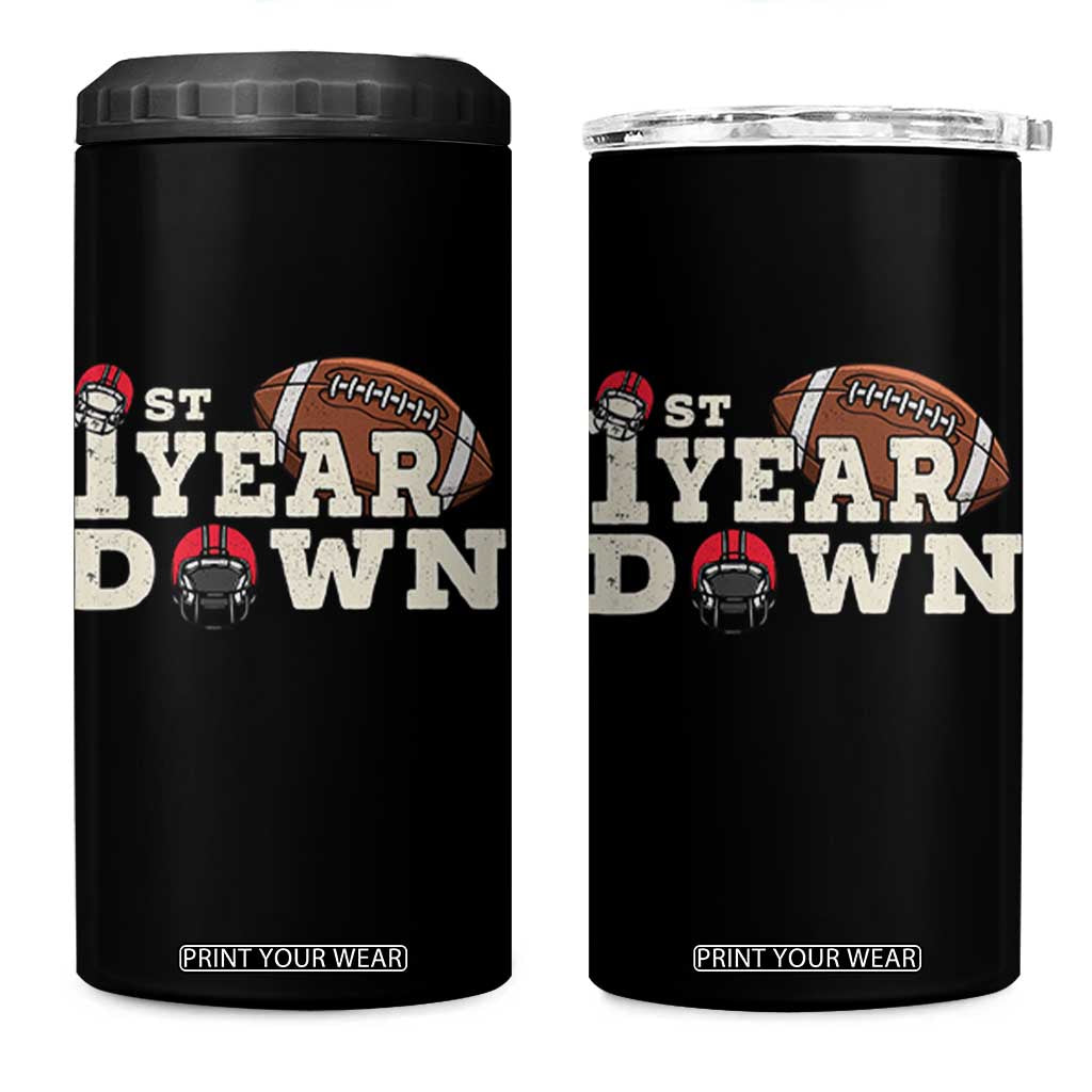 1st Year Down Football 4 in 1 Can Cooler Tumbler Touchdown One First Birthday Infant Baby Boy TS10 One Size: 16 oz Black Print Your Wear