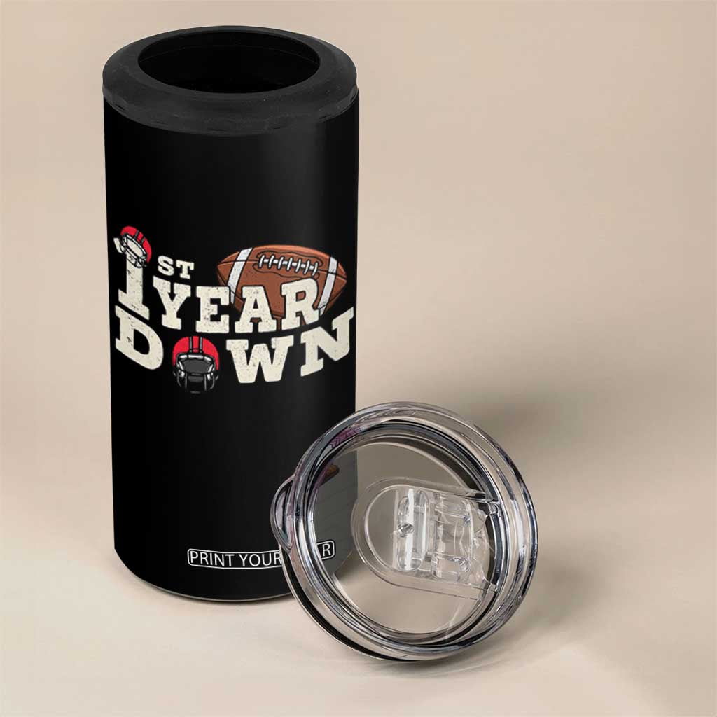 1st Year Down Football 4 in 1 Can Cooler Tumbler Touchdown One First Birthday Infant Baby Boy TS10 Print Your Wear