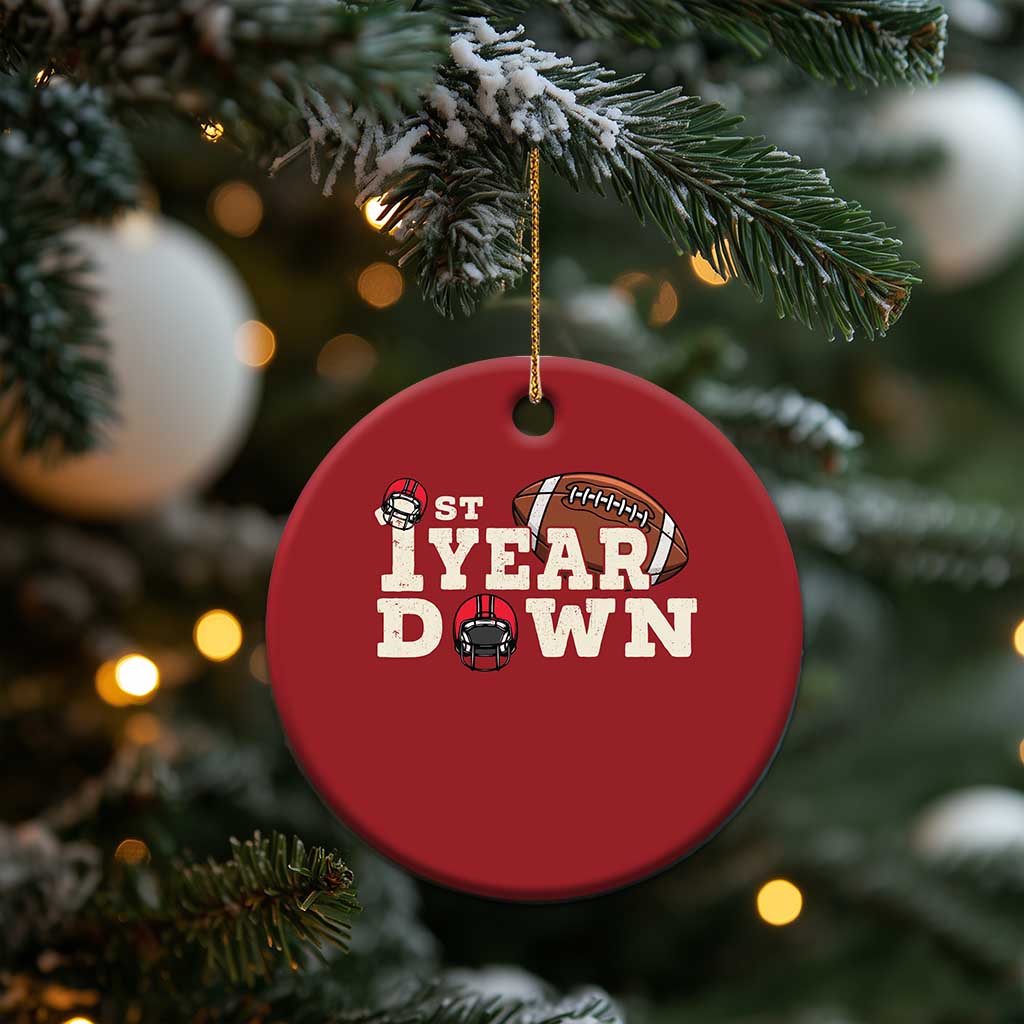 1st Year Down Football Christmas Ornament Touchdown One First Birthday Infant Baby Boy TS10 Print Your Wear