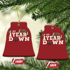1st Year Down Football Christmas Ornament Touchdown One First Birthday Infant Baby Boy TS10 Bell Flake Red Print Your Wear