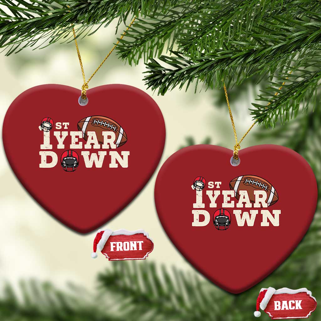 1st Year Down Football Christmas Ornament Touchdown One First Birthday Infant Baby Boy TS10 Heart Red Print Your Wear