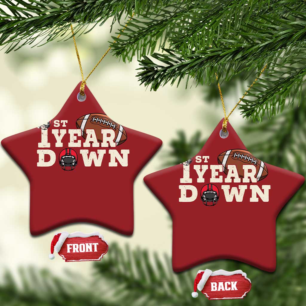 1st Year Down Football Christmas Ornament Touchdown One First Birthday Infant Baby Boy TS10 Star Red Print Your Wear
