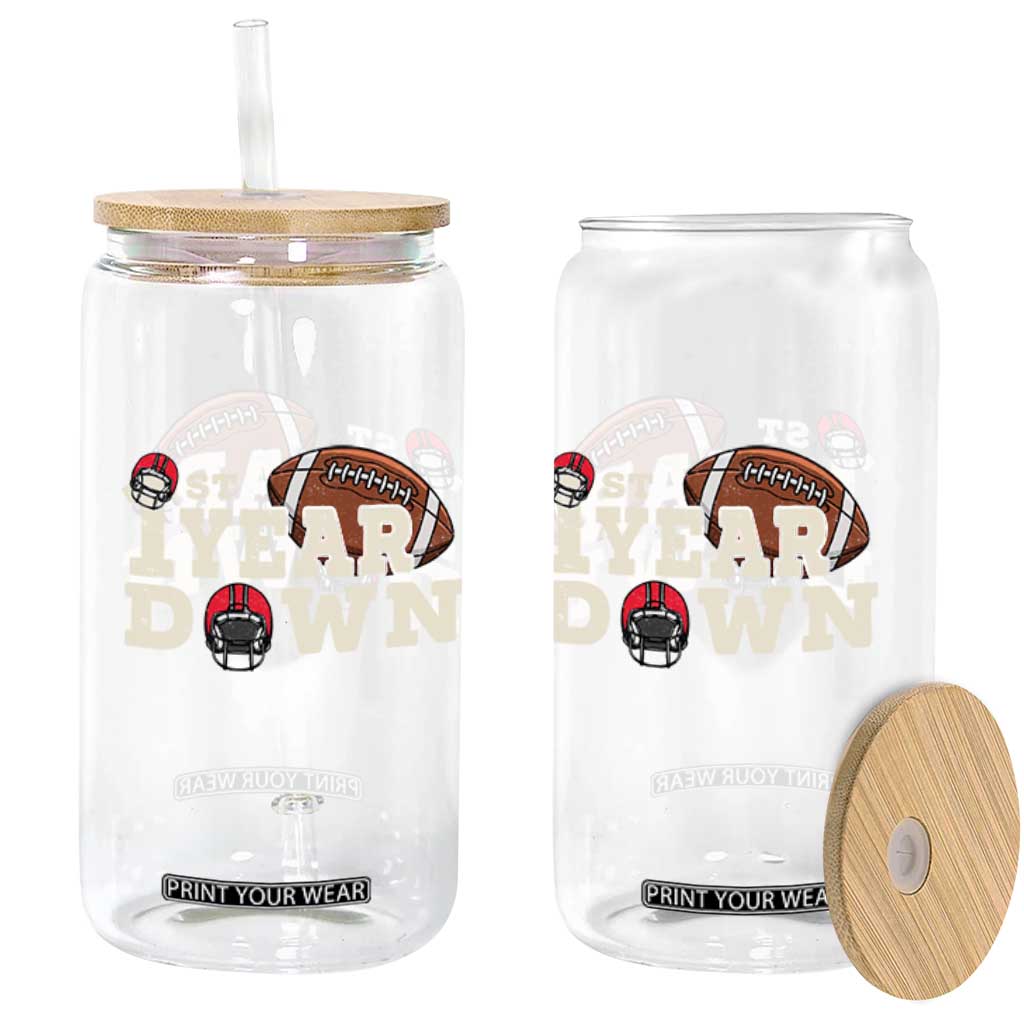 1st Year Down Football Glass Can Touchdown One First Birthday Infant Baby Boy TS10 Print Your Wear