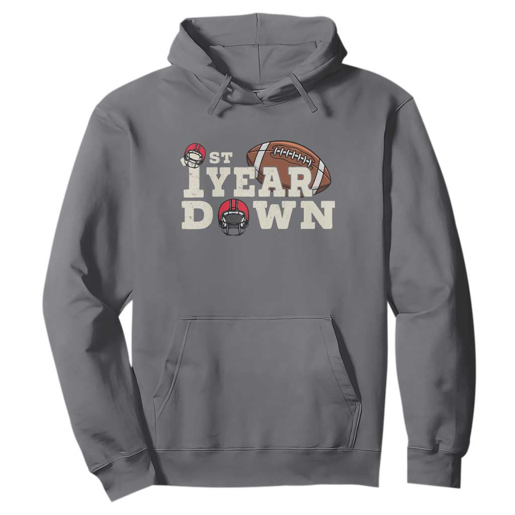 1st Year Down Football Hoodie Touchdown One First Birthday Infant Baby Boy TS10 Charcoal Print Your Wear