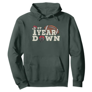 1st Year Down Football Hoodie Touchdown One First Birthday Infant Baby Boy TS10 Dark Forest Green Print Your Wear